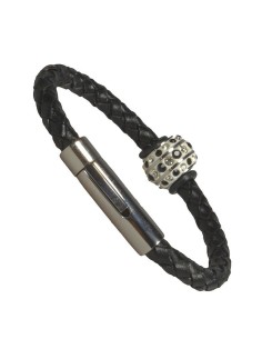 I-Energy Power magnetarmbånd flettet læder med reinsten bead