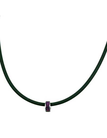 Trio Halskæde med lilla rhinsten bead TRI 104 Sort