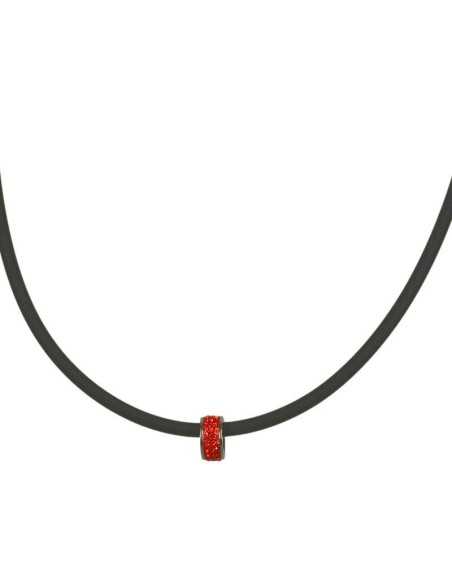 Trio Halskæde med rød rhinsten bead TRI 105 Sort