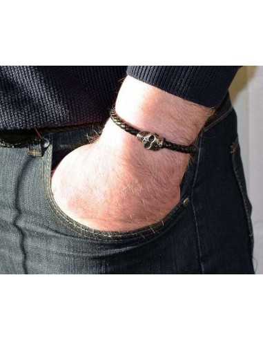 I-Energy Power V2 magnetarmbånd flettet læder med Skull bead