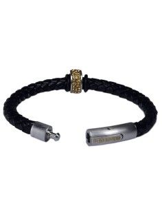 I-Energy Power V2 magnetarmbånd flettet læder med guldfarvet rinesten bead. 2