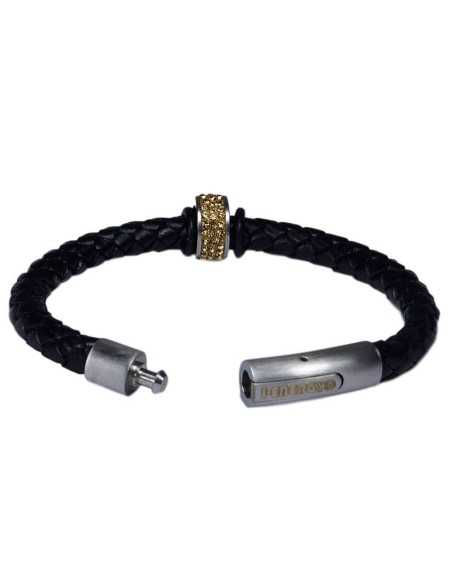 I-Energy Power V2 magnetarmbånd flettet læder med guldfarvet rinesten bead.