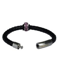 I-Energy Power V2 magnetarmbånd flettet læder med lilla rinesten bead. 2