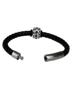 I-Energy Power V2 magnetarmbånd flettet læder med stor reinstens bead 2