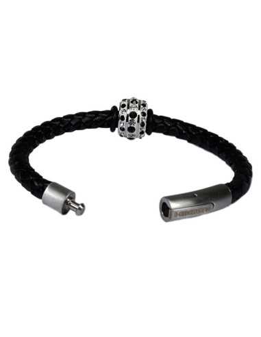 I-Energy Power V2 magnetarmbånd flettet læder med stor reinstens bead