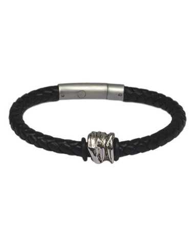 I-Energy Power V2 magnetarmbånd flettet læder med tibetansk sølv bead