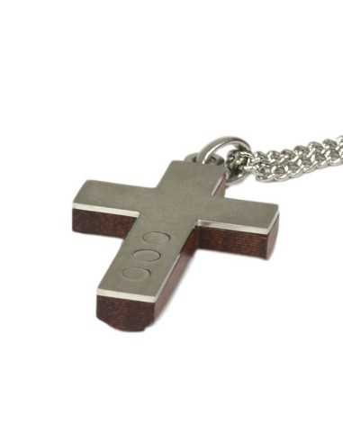 Kors Margnethalskæde Rustfri stål/Rosen Træ YCKF-011A