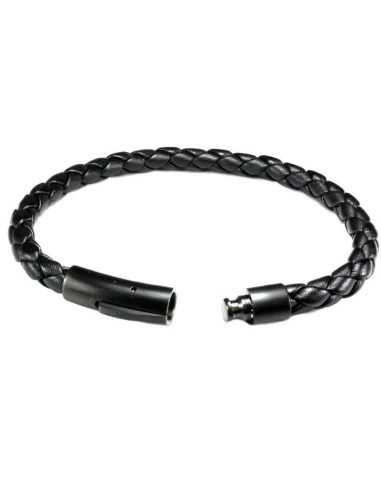 I-Energy Power magnetarmbånd flettet læder Sortplatineret