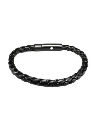 I-Energy Power magnetarmbånd flettet læder Sortplatineret