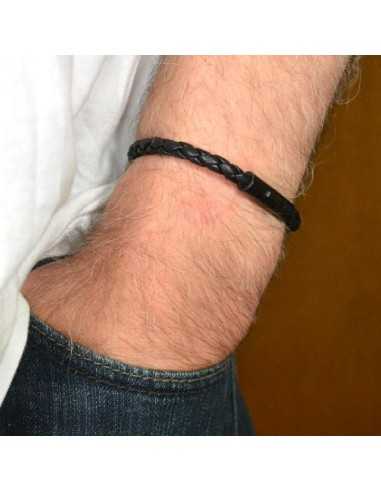 I-Energy Power magnetarmbånd flettet læder Sortplatineret