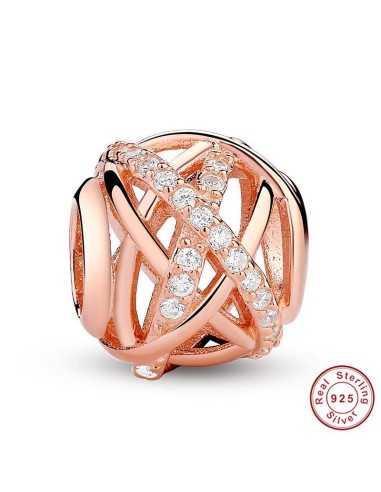 Trio Halskæde med roseguld platineret ægte sølv bead