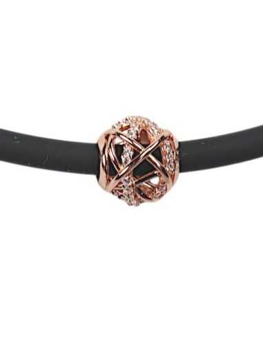 Trio Halskæde med roseguld platineret ægte sølv bead