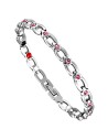 I-Energy 4i1 Magnetarmbånd/Ankelkæde udført i mat sølvfarvede hestesko led med Pink CZ sten.
